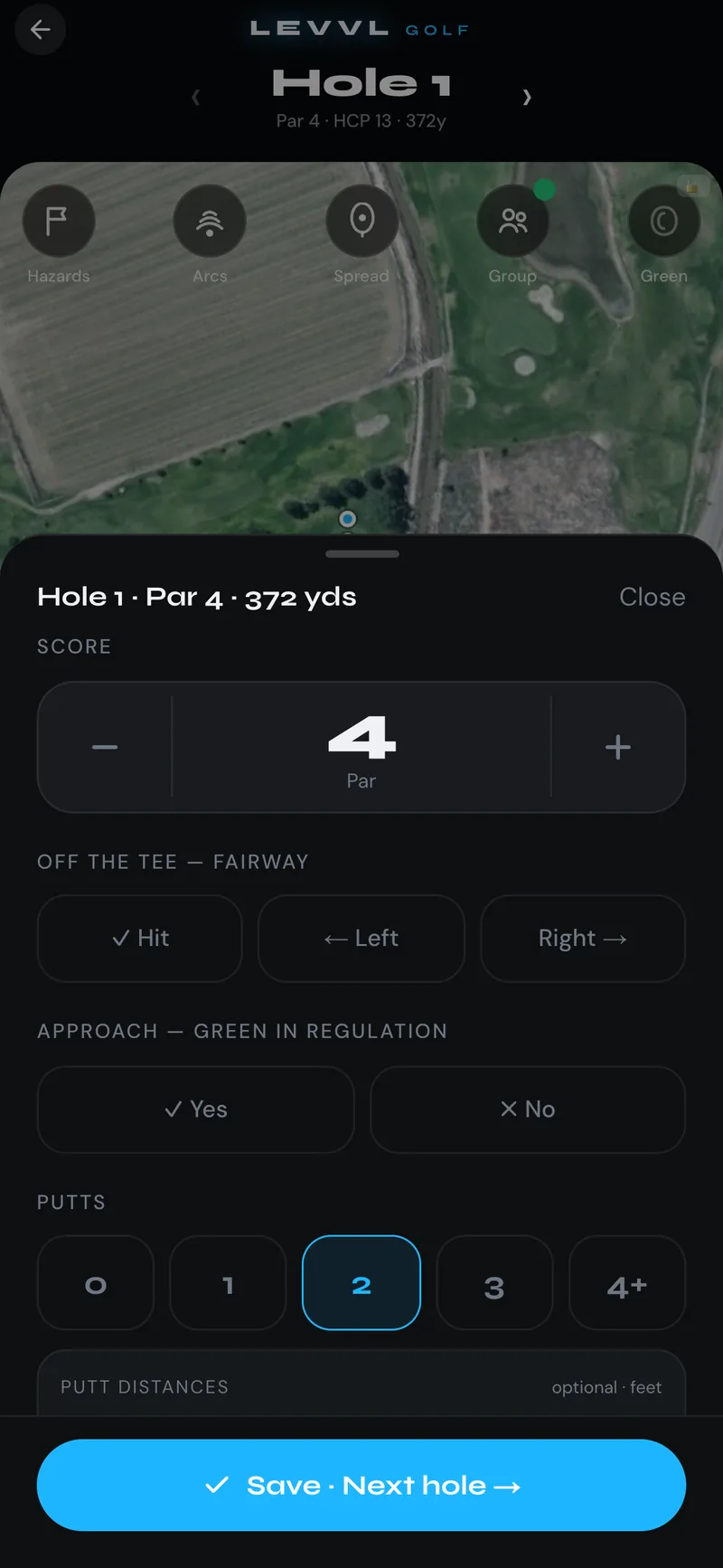 LEVVL hole logging sheet over the GPS